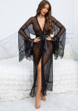 Women Mesh Black and White Summer Robe