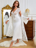 Women Sexy Beach Dress White Cover-up Lace Maxi Dress