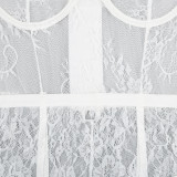 Women Lace Print Camisole See-Through Irregular Two-Piece Sexy Lingerie