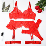 Women Sexy Lace Lace Eyelash Camisole Four-Piece Set Sexy Lingerie