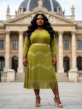 Women's Fashion Plus Size African Pleated Fringe Loose Chic Maxi Dress
