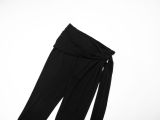 Women's Winter Solid Color Sexy Halter Top Lace-Up Tight-Fitting Pants Set