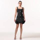 Women's Fashion Chic Elegant Beaded Strap Bodycon Mini Dress