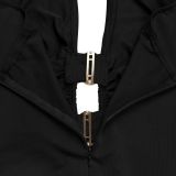 Women's Fashion Sexy Low Back Halter Deep V Solid Color Dress