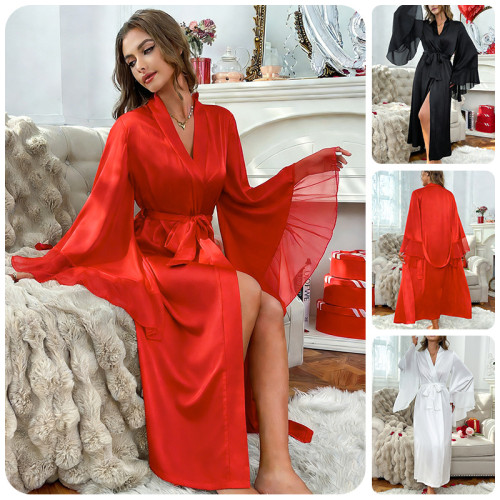 Plus Size Sexy Bell Bottom Sleeve Robe