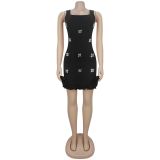 Women's Fashion Chic Elegant Beaded Strap Bodycon Mini Dress