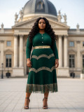 Women's Fashion Plus Size African Pleated Fringe Loose Chic Maxi Dress