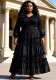 Women's Fashion Plus Size African Floral Crinkle Loose Chic Maxi Dress