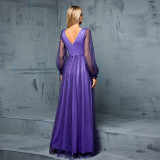 Elegant See-Through Tulle Shiny Sequin Wedding Party Dress