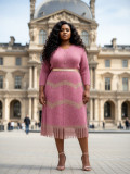 Women's Fashion Plus Size African Pleated Fringe Loose Chic Maxi Dress