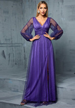 Elegant See-Through Tulle Shiny Sequin Wedding Party Dress