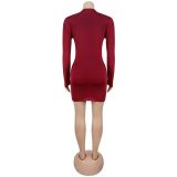 Women's Fashion Sexy Deep V Bodycon Dress with Snake Accessory