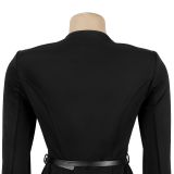 Women's Fashion Slim Fit Belted Top and Long Pants Set