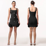 Women's Fashion Chic Elegant Beaded Strap Bodycon Mini Dress