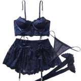 Sexy Chain Patchwork Lace Lingerie Set