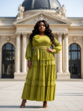 Women's Fashion Plus Size African Floral Crinkle Loose Chic Maxi Dress