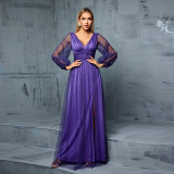 Elegant See-Through Tulle Shiny Sequin Wedding Party Dress