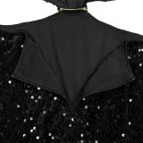 Women's Fashion Chic Sequin Velvet Open Waist Mini Dress