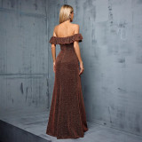 Formal Party Off-Shoulder Slim Waist Slit Evening Dress