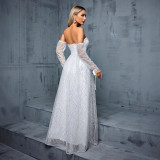 Formal Party Off-Shoulder Strapless Low Back Split Evening Dress