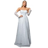 Formal Party Off-Shoulder Strapless Low Back Split Evening Dress