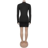 Women's Fashion Sexy Deep V Bodycon Dress with Snake Accessory