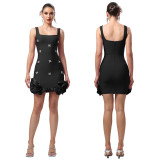 Women's Fashion Chic Elegant Beaded Strap Bodycon Mini Dress