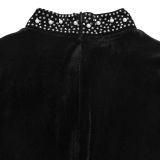Women's Fashion Chic Elegant Velvet Beaded Long Sleeve Dress