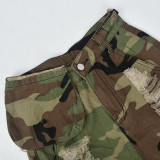 Summer Women's Fashion Casual Pocket Camouflage Shorts
