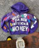 Men's American Letter Print Zipper Hoodies