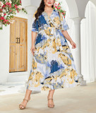 Plus Size Women Spring/Autumn Printed Dress