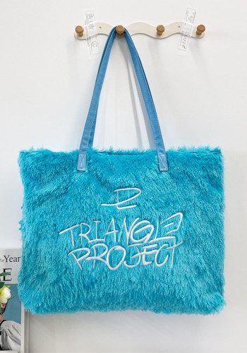 Women Autumn Pink Embroidered Plush Crossbody Handbag/Shoulder Tote Bag