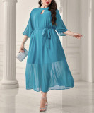 Plus Size Women Spring/Autumn Printed Dress