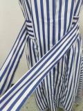 Women Autumn Sleeveless Striped Dress