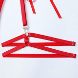 Women Sexy Pu-Leather Hollow-Out Lace-Up Hollow-Out Bodycon Bodysuit Sexy Lingerie