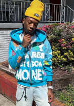 Men's American Letter Print Zipper Hoodies