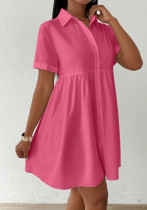 Women solid patchwork button long sleeve shirt dress