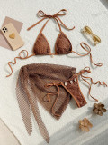 Women Swimwear Mesh Skirt Three-Piece Swimsuit