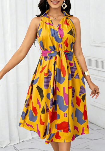 Women printed round neck dress