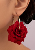 Women Elegant Holidays Rose Hoop Earrings