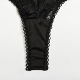 Women Lace Camisole with Bow Stitching Sexy Lingerie Two-Piece Set