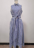Women Autumn Sleeveless Striped Dress