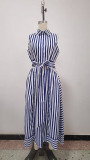 Women Autumn Sleeveless Striped Dress