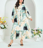 Plus Size Women Spring/Autumn Printed Dress