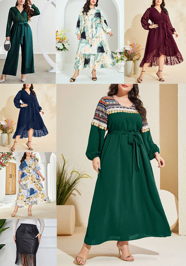 Plus Size Women Spring/Autumn Printed Dress