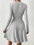 Women autumn and winter long sleeve V-neck Casual Dress