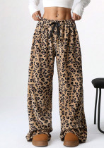 Women Casual Leopard Print Wide-Leg Pants