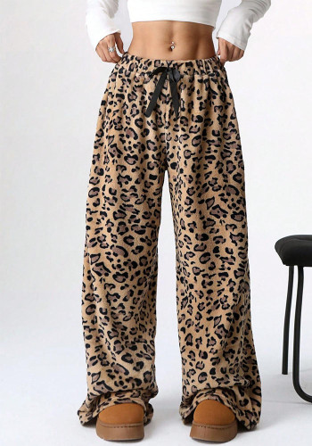 Women Casual Leopard Print Wide-Leg Pants