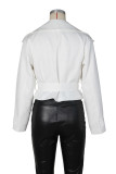 Women Turndown Collar Tie-Down Jacket Top