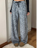 Women Casual Leopard Print Wide-Leg Pants